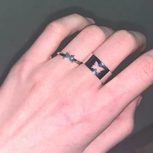 Anillo ajustable de oro con forma de mariposa para mujer y niña, conjunto de anillos finos de dedo irregulares, joyería femenina para fiesta, 2021