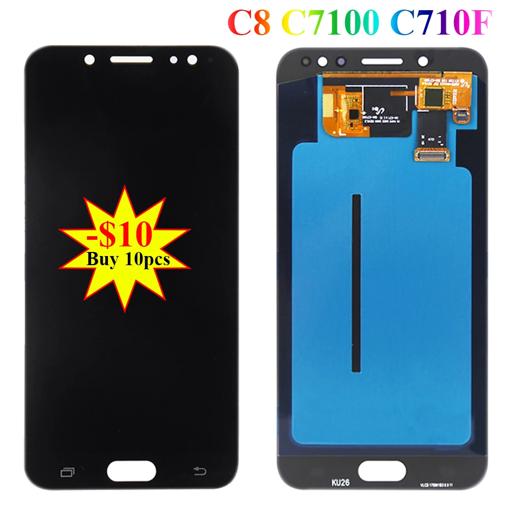 

C8 Super Amoled LCD For Samsung Galaxy C7 2017 C8 C7100 C710 C710 Display Touch Screen Digitizer Assembly C710F/DS Replace Parts