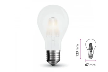 

Wire lamp Led filament E27 9W cool white 6400K 1100 LM at ++ A67 frosted glass 300 degree SKU-7186