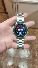 Watchband Wrist-Bracelet Curved-End-Strap 46mm SM-R800 Stainless-Steel Silver Black Samsung