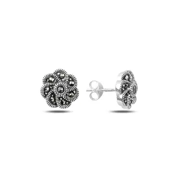 

Angemiel 925 Silver Marcasite Stone Daisy Earrings