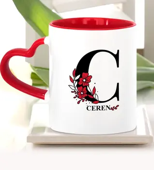 

Personalized Letter C Red Heart Mug Cup (Model 1)