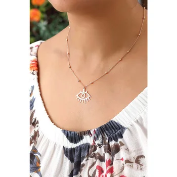 

Minimalist Egyptian Eye Necklace Jewelry 925 Sterling Silver with Chain