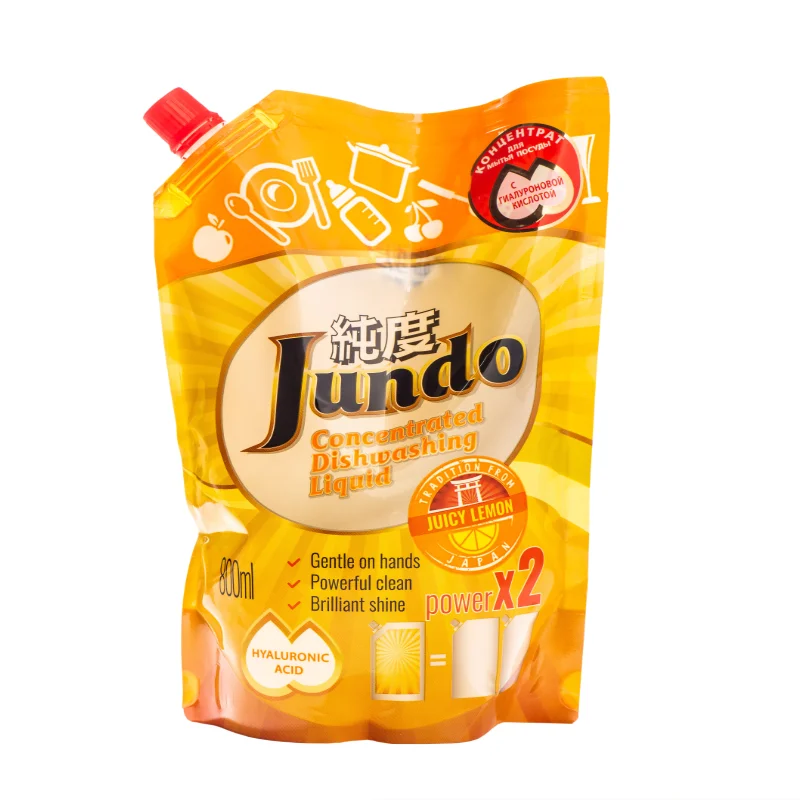 Jundo Конц-ный ЭКО гель с гиалуроновой кислотой для мытья посуды и детских принадлежностей«Juicy Lemon»,800мл