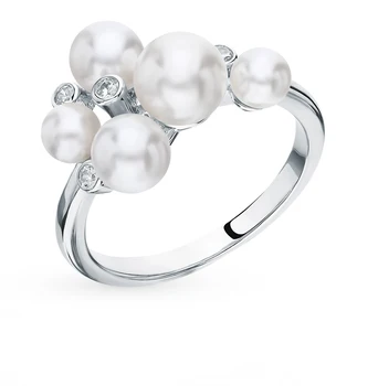 

Silver ring with cubic zirconia and pearls sunlight sample 925