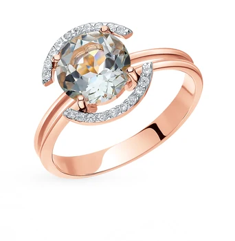 

Gold ring with amethyst and cubic zirconia sunlight sample 585