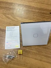 MiniTiger-Interruptor táctil de pared, estándar de la UE/Reino Unido, 1 entrada y 1 vía, Panel de interruptor de cristal blanco, 220-250V, solo función táctil