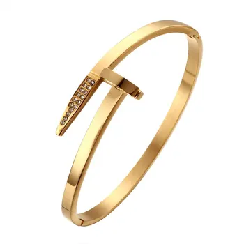 

Angemiel Gold Color White Crystal Cubic Zirconia ÇelikBayanBileklik