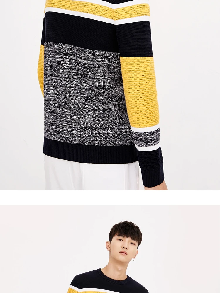 JackJones осенний мужской модный тренд удобный хлопковый контрастный цвет сшитый Повседневный свитер Топ Мужская одежда 218324518