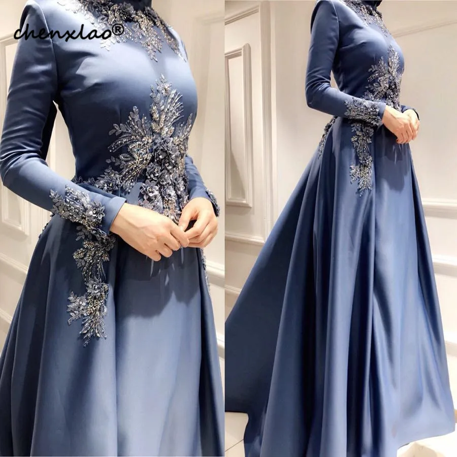 dubai árabe vestidos de noite com apliques