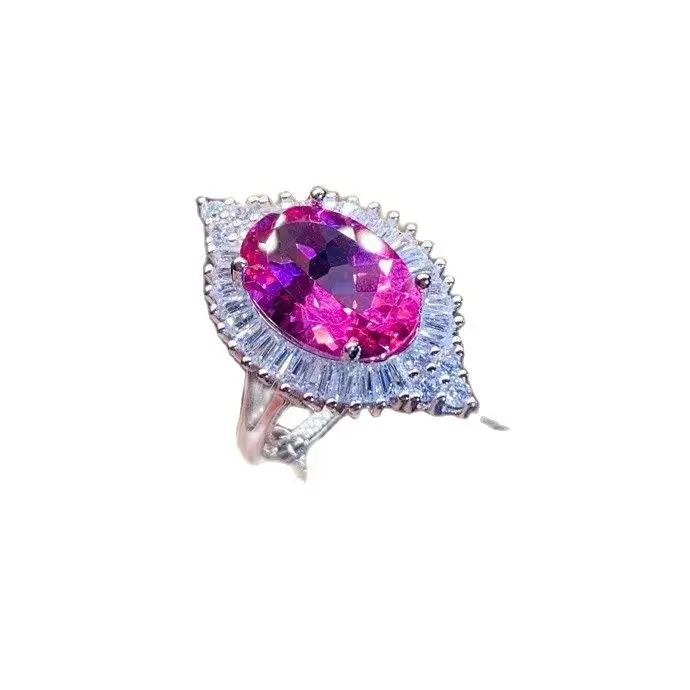 

KJJEAXCMY fine Boutique jewelry 925 sterling silver inlaid natural gemstone pink topaz new Female Miss woman girl ring