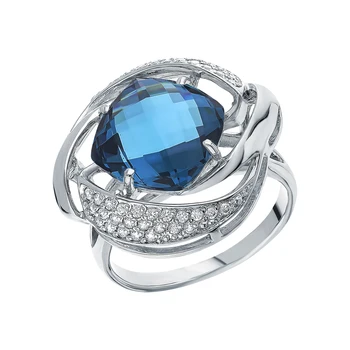 

Silver ring with Topaz and cubic zirconia sunlight sample 925 test