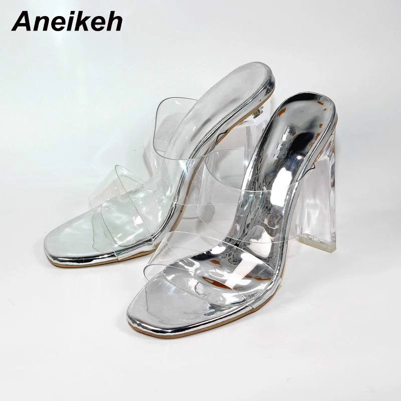 Aneikeh/Босоножки; женская обувь из чистого ПВХ на тонком каблуке; прозрачные женские пикантные прозрачные летние босоножки на высоком каблуке; Туфли-лодочки; размер 41, 42