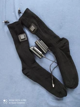 Calcetines térmicos con botón de calefacción eléctrica, 3,7 V, 2200mAh, con batería recargable, para invierno, para esquiar al aire libre
