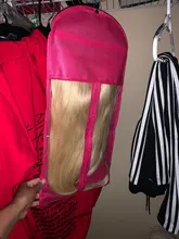 Bolsa de pelo negro Rosa Alileader con soporte de almacenamiento de peluca para pelucas, accesorios de peluca transparentes no tejidas, bolsa de almacenamiento para pelucas