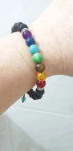 Pulsera clásica de 8mm con cuentas de piedra de Lava para hombre y mujer, cadena de 7 colores, cuerda tejida, Yoga, amistad, joyería ajustable