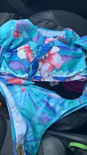 Bikini de dos piezas con estampado de flores para mujer, traje de baño de manga larga, ropa de playa brasileña, 2021