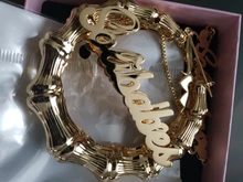 DOREMI-pendientes de aro de bambú de acero inoxidable, personalizables, con nombre, estilo bambú, con palabras llamativas