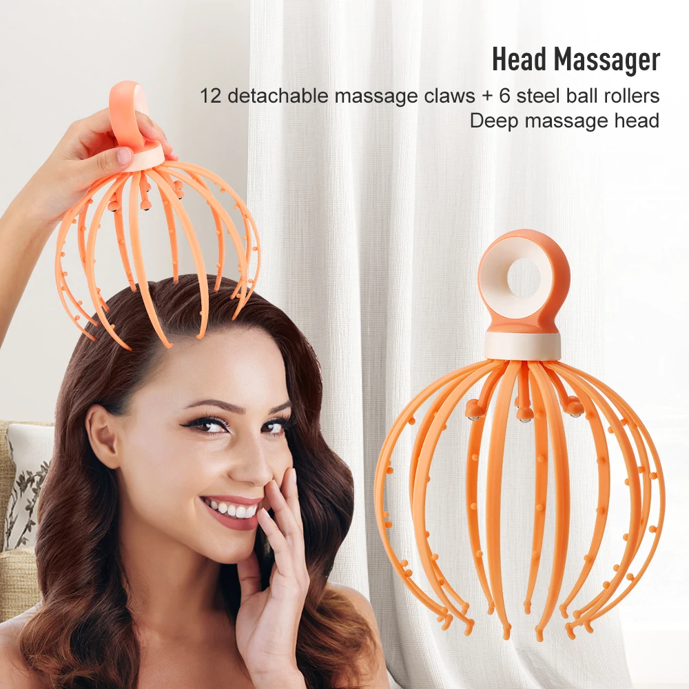 Manual Head Massager 12 claw 6 Steel Ball Meridian Release Pressure