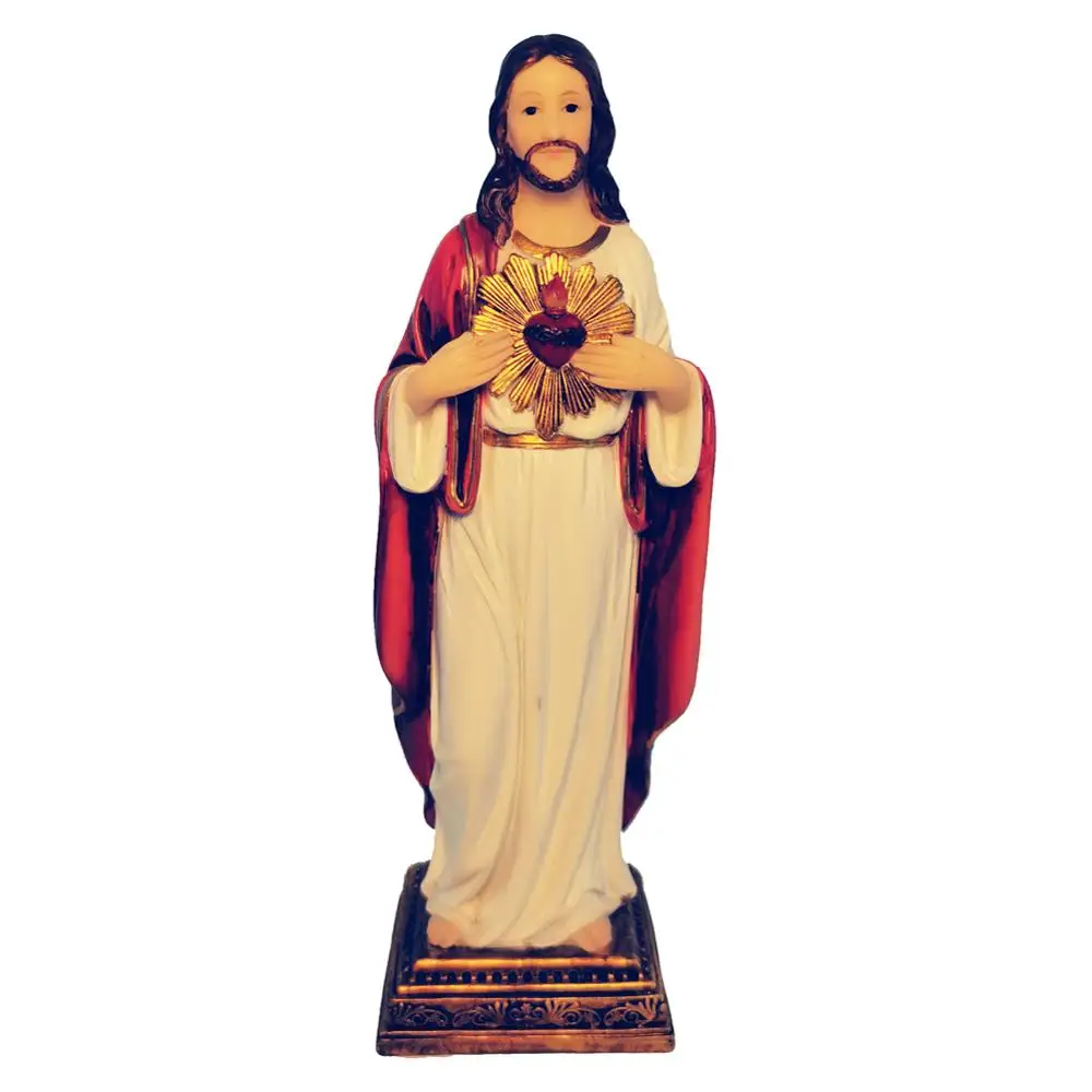 Zayton Jesus Statue Sacred Heart Figure Resin Sculpture Savior Figurine