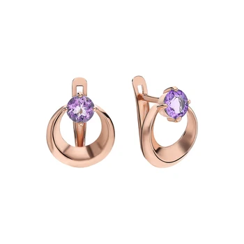 

Silver earrings with amethyst sunlight sample 925