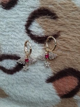 Pendientes de tuerca de alas de Ángel para mujer, de circonia cúbica de oro Real de 14K, joyería delicada, aretes de estrella de corazón de estilo romántico