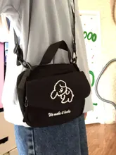 Bandolera de lona con estampado de dibujos animados para mujer, bolso de hombro tipo sobre