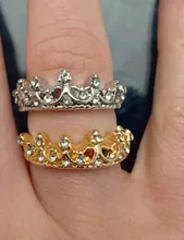 Anillo de compromiso con forma de corona hueca para mujer, sortija con carácter de Reina, con cuentas de cristal Vintage, para boda