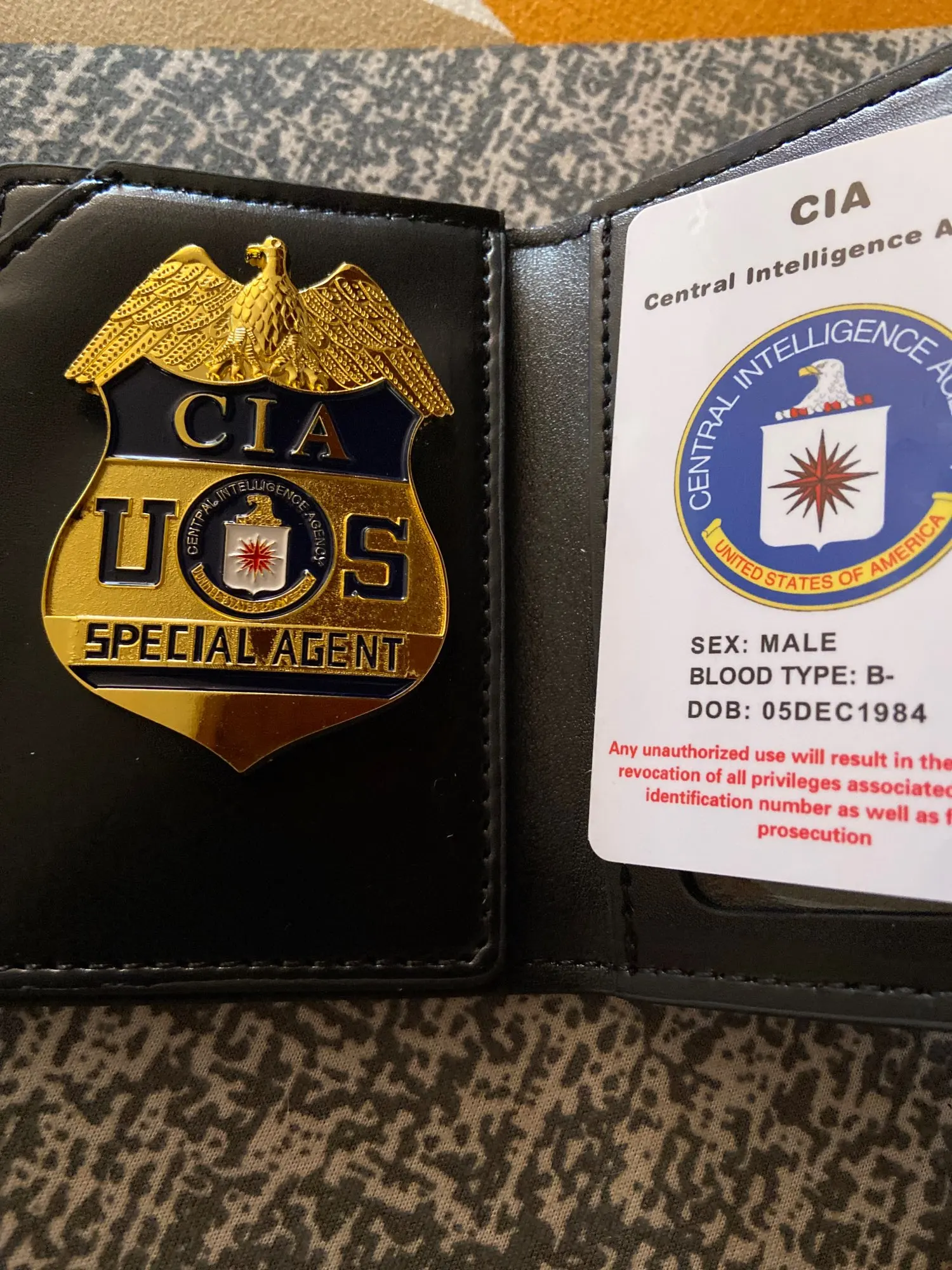 United States CIA Special Agent Badges Leather Case Holder ID Card
