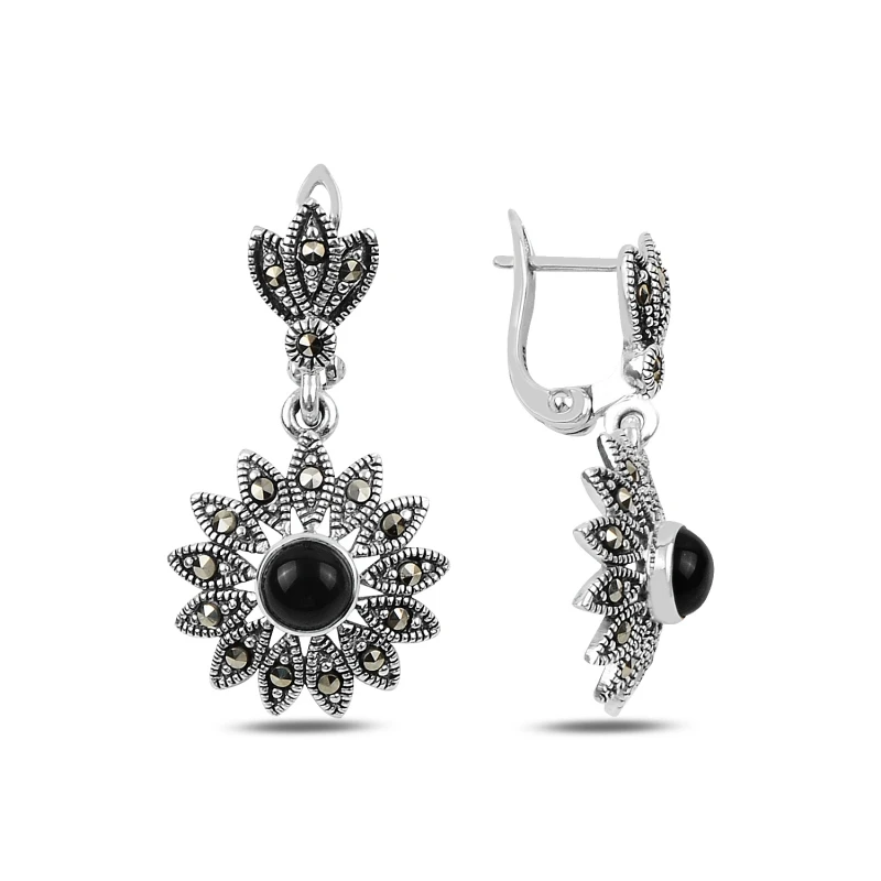 

Armagano Marcasite & Onyx Cubic Zirconia Dangle Earrings