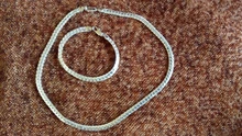 Conjunto de collar y pulsera de plata de ley 925 para hombre y mujer, cadena de eslabones de 6MM, para regalo de boda, 2 piezas