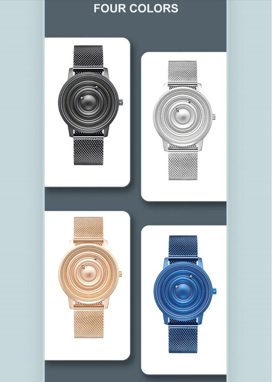 Eutour Blue Watches Men Luxury Magnetic Ball Quartz Watch Stainless Steel Mens Wristwatch Waterproof Fashion Couple Male Clock