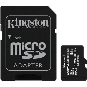 

Microsd card hc 16gb + adapter kingston canvas select plus-class 10 - 100 mb/s