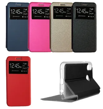 

Stand case for HUAWEI P20 LITE Book soporte with window window colores Blue, Red, Pink, Black, Gold Tone