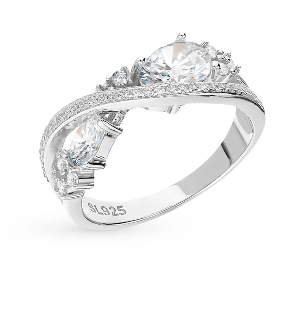 Серебряное кольцо с фианитами SUNLIGHT проба 925