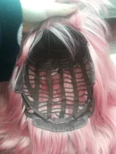 Msholy-peluca ondulada rosa con flequillo Bob corto, Pelo Rizado Bob, pelucas púrpuras sintéticas Rojas, rubias y verdes, Cosplay de alta temperatura