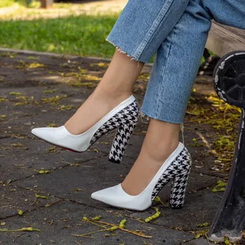 

Vart White Patent Leather Women Shoes, Crow's feet Decorated High Heel, Red Color Jourdan Base, Stylish Design, 2021 Fashion,