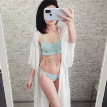 Bandage Swimwear Bikini Biquini Bathing-Suit Beachwear Mini Thong Push-Up Shiny Micro