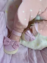 Zapatos de verano para niños recién nacidos, zapatos de cuna blandos, zapatillas antideslizantes con lazo a rayas, 0 a 18M, 2021