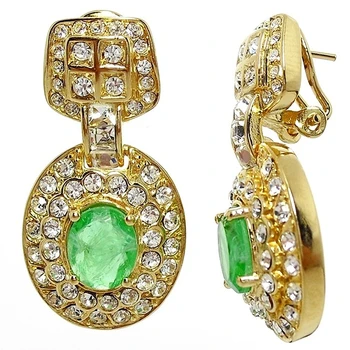 

Earrings long metal stones omega [2622]