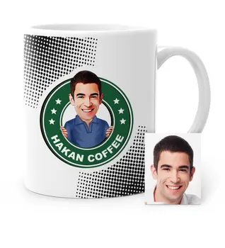 

Personalized Coffee Logo Cartoon White Mug Cup-1A