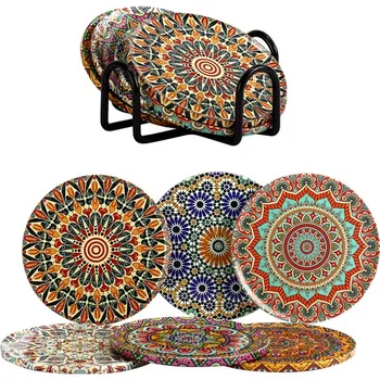 

Gifthome 6 S Tile design (Autum) Metal Coaster and Metal Stand