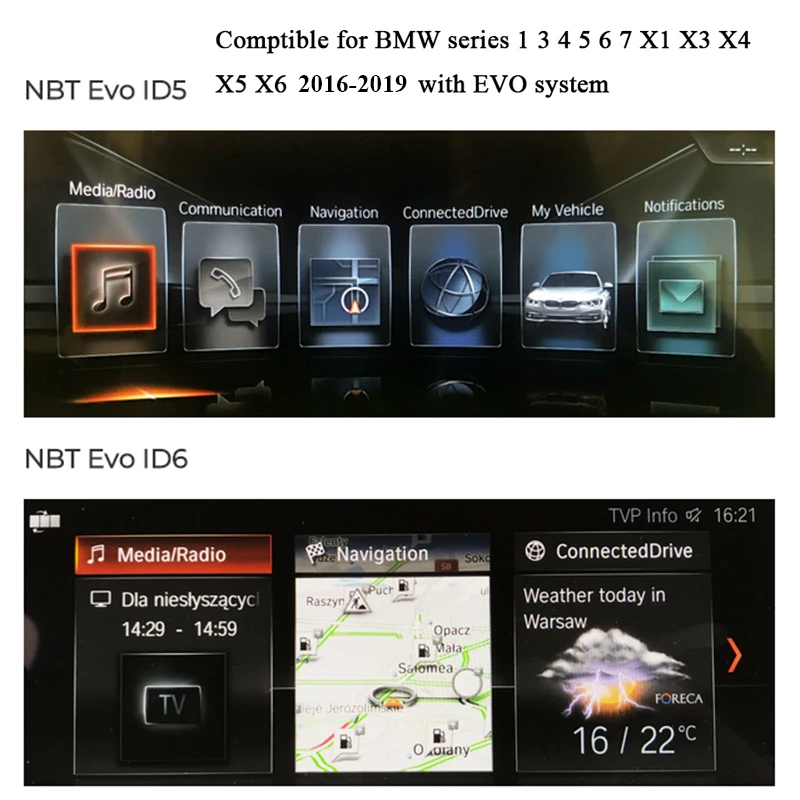 Полноэкранный USB Мультимедийный беспроводной Apple CarPlay для BMW F20/F21/F44/F52