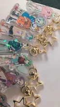 Vograce abalorios holográficos acrílico transparente impreso holograma llavero, haga su propio llavero acrílico con anime