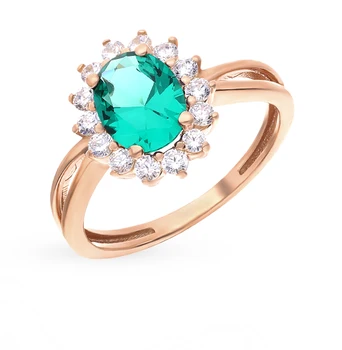 

Silver ring with cubic zirconia and Emerald sunlight sample 925