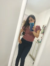 Tees Women T-Shirts Short-Sleeve Cute Tops Knitting HELIAR Off-Shoulder Stripes Summer
