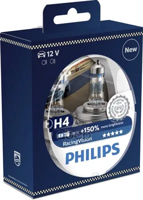 Комплект Галогенных Ламп 2шт H4 Racing Vision 150 Philips арт. 12342RVS2