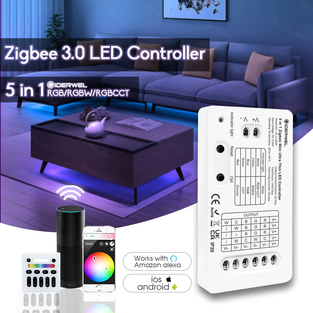 Smart Zigbee 3.0 Led Strip Light 5 In 1 Controller Dimmer Funziona Con Echo Plus E Smart Hub Controller Per Controllo Vocale Alexa