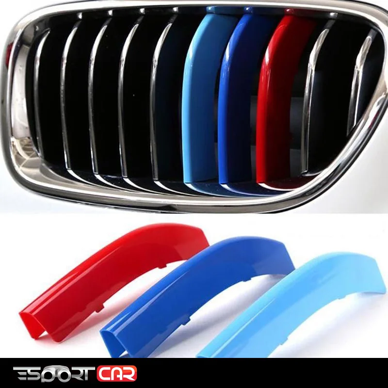 

3pcs 3D car front grille trim strips cover striker M design for BMW F30 F10 E90 E46 E92 3series 5 series M power performance