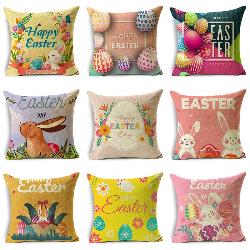 Home Decoration Easter Bunny Cushion Cover 40cm/45cm And 50cm Linen